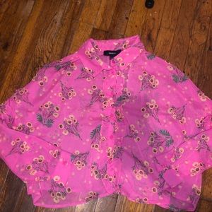 Forever 21 Floral Long Sleeve Crop Top